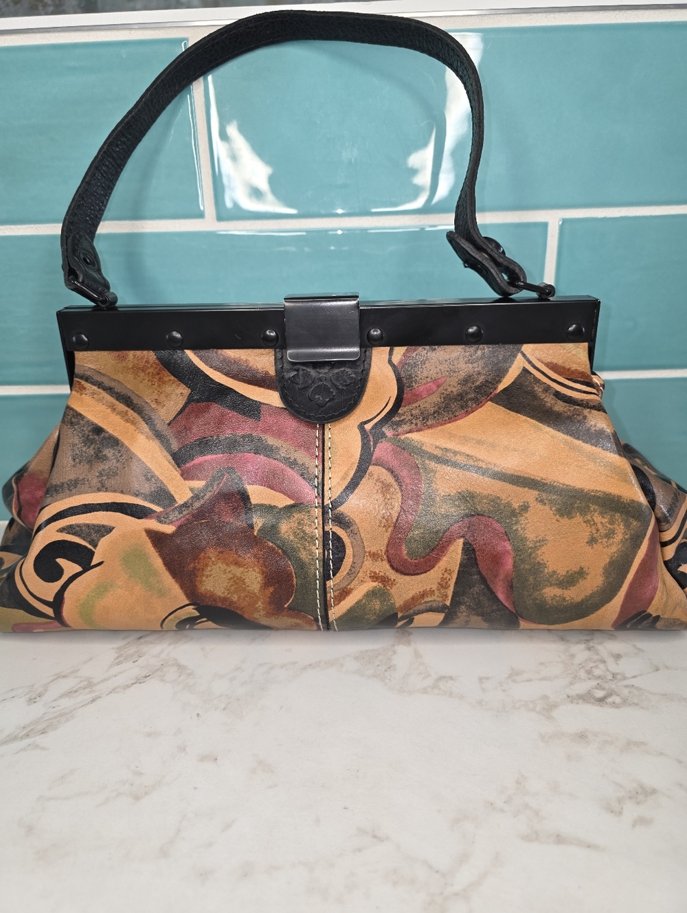 💚👜 Patricia Nash Ferrara Frame Satchel Milano Graffiti